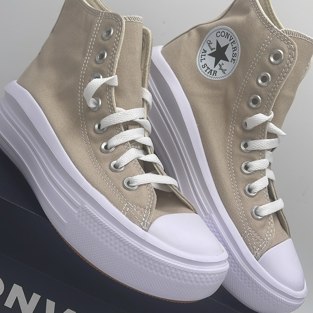 Converse WMNS A04365C CTAS MOVE HI BEACH STONE/WHITE/BEACH STONE Platforms - Picture 6 of 16